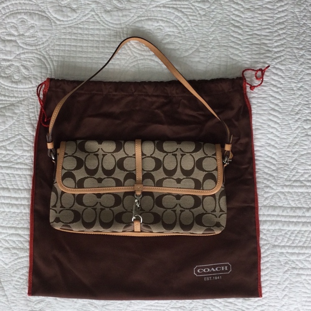 Authentic Vintage Y2k Coach Signature Baguette Clip Shoulder Bag - No. J3U-6348